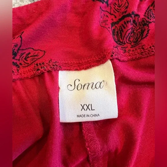 SOMA❤️2 Pc Elegant Red & Black Lace Sleepwear Set- Shorts & Lacy Cami Top - Picture 8 of 13